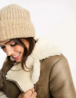 Hats*DESIGN Chunky Knit Beanie In Oatmeal Beige