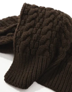 Scarves*DESIGN Chunky Knit Scarf In Brown