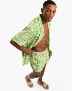 Swimwear*DESIGN Co-Ord In Green Tropical Print