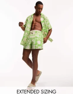 Swimwear*DESIGN Co-Ord In Green Tropical Print