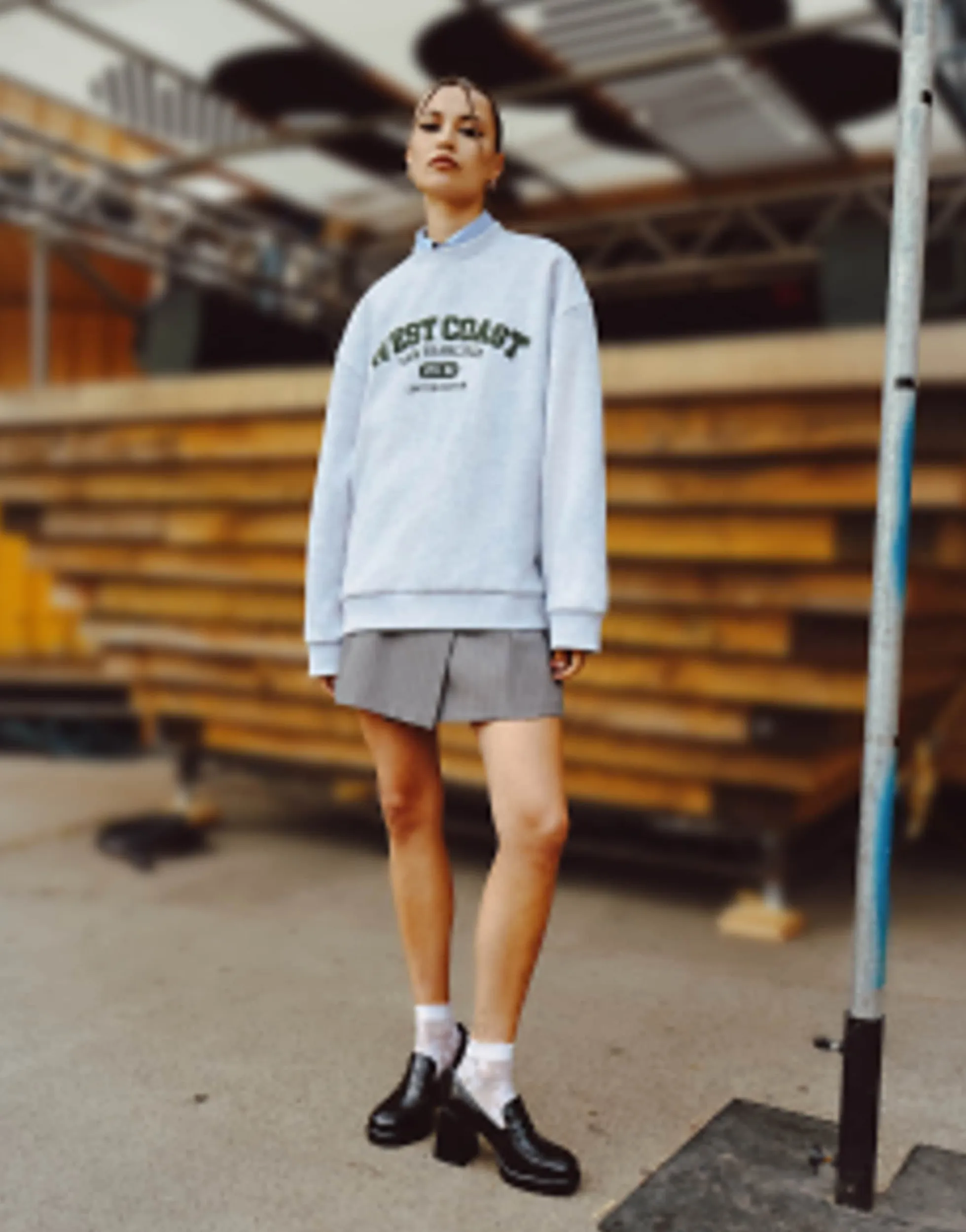 Tracksuits & Joggers*DESIGN Co-Ord With West Coast Graphic In Ice Marl