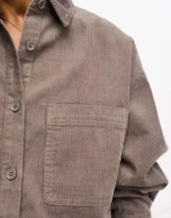 Shirts*DESIGN Cord Oversized Shirt In Taupe