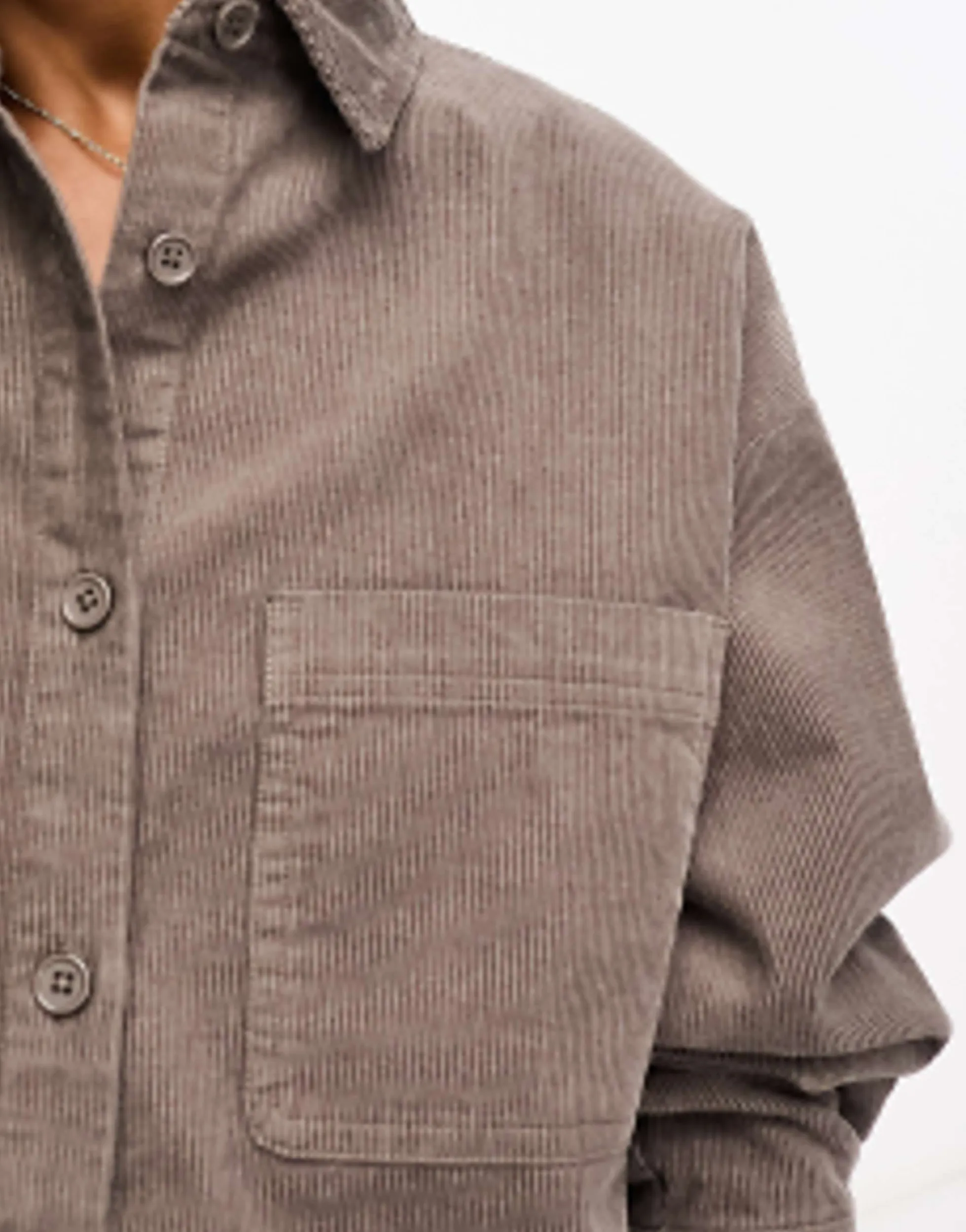 Shirts*DESIGN Cord Oversized Shirt In Taupe