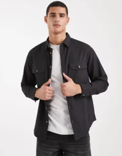 Tall*DESIGN Cotton Shacket In Black