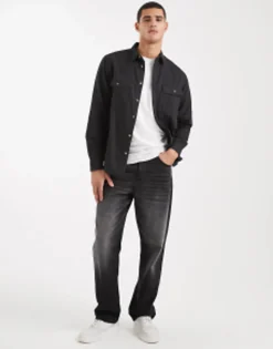 Tall*DESIGN Cotton Shacket In Black