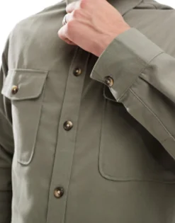 Tall*DESIGN Cotton Shacket In Khaki