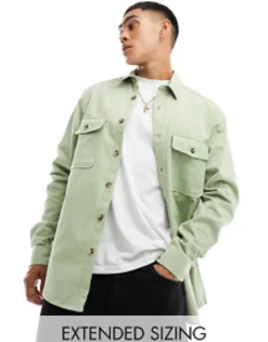 Tall*DESIGN Cotton Shacket In Mid Green