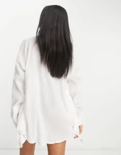 Swimwear & Beachwear*DESIGN Crinkle Beach Shirt In White