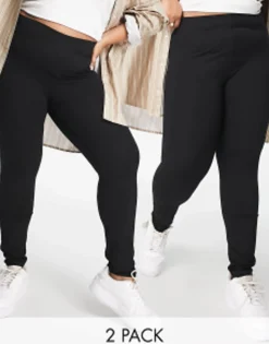 Multipacks*Curve Design 2 Pack Leggings In Black