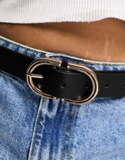 Belts*Curve Design Waist And Hip Jeans Belt In Black