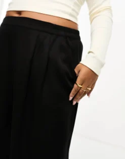 Trousers & Leggings*DESIGN Curve Wide Leg Trouser In Black