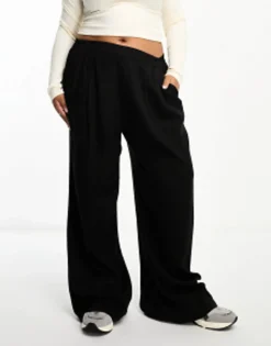 Trousers & Leggings*DESIGN Curve Wide Leg Trouser In Black