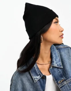 Beanies*DESIGN Deep Turn Up Beanie In Black