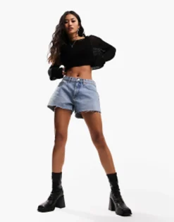 Shorts*DESIGN Denim 'Relaxed' Short In Midwash Blue