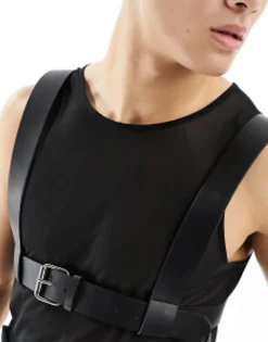 Belts*DESIGN Faux Leather Body Harness In Black