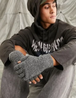 Gloves*DESIGN Fingerless Gloves In And White Black