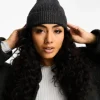 Beanies*DESIGN Fisherman Rib Beanie Hat In Polyester - Grey Charcoal Grey