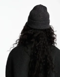 Beanies*DESIGN Fisherman Rib Beanie Hat In Polyester - Grey Charcoal Grey