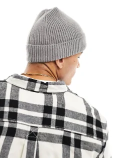 Beanies*DESIGN Fisherman Ribbed Beanie In Grey