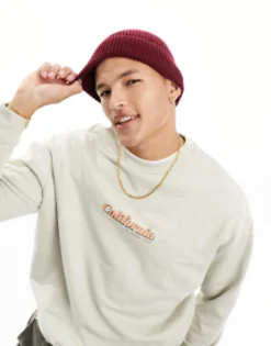 Beanies*DESIGN Fisherman Ribbed Beanie In Burgundy