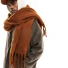 Scarves*DESIGN Fluffy Blanket Scarf In Brown Tan