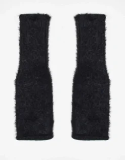 Gloves*DESIGN Fluffy Long Sleeve Palmwamer In Black