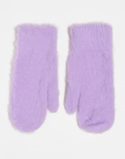 Gloves*DESIGN Fluffy Mittens In Purple Lilac