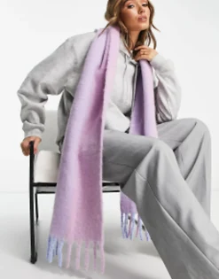 Scarves*DESIGN Fluffy Tassel Scarf In Pink Mix