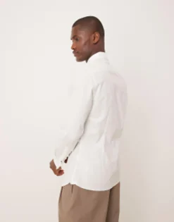 Tall*DESIGN Formal Skinny Fit Oxford Shirt With Double Cuff In White