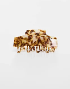 Hair Accessories*DESIGN Hair Clip Claw With Double Prongs In Pale Tort Brown