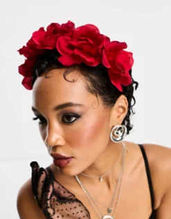 Hair Accessories*DESIGN Halloween Garland Headband In Floral Red