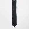 Ties*DESIGN Halloween Slim Tie With Skull Embroidery In Black