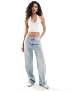 Multipacks*DESIGN Halter Neck Crop Top In 2 Pack Save Black & White