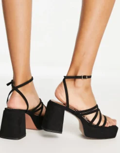 Sandals*DESIGN Hanon Strappy Platform Heeled Sandals In Black