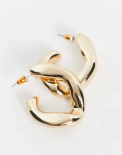 Gifts*DESIGN Hoop Earring With Twist Link In Tone Gold