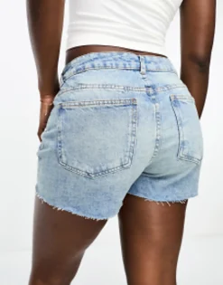 Shorts*DESIGN Hourglass Denim Relaxed Short In Blue Mid Blue