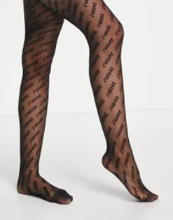 Socks & Tights*DESIGN J'Adore Slogan Tights In Black