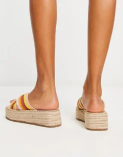Flat Sandals*DESIGN Jazlyn Flatform Crochet Mules In Multi