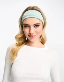 Hair Accessories*DESIGN Jersey Headband With Ribbed In Sage