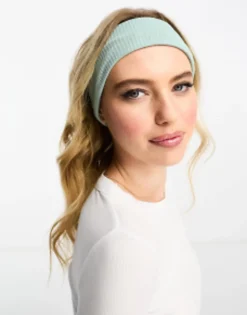 Hair Accessories*DESIGN Jersey Headband With Ribbed In Sage