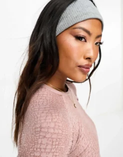 Hair Accessories*DESIGN Jersey Headband With Ribbed In Charcoal