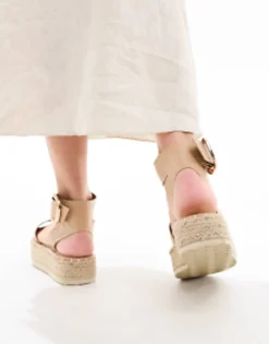 Flat Sandals*DESIGN Jinny Espadrille With Oval Buckle In Camel