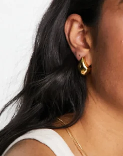 Gifts*DESIGN 14K Plated Earrings With Molten Stud Gold
