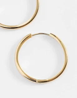 Gifts*DESIGN 14K Plated 25Mm Hinge Hoop Earring Gold