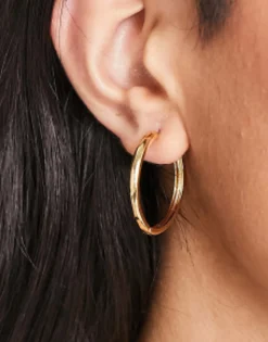 Gifts*DESIGN 14K Plated 25Mm Hinge Hoop Earring Gold