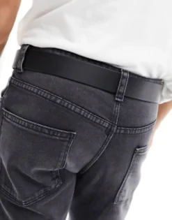 Belts*DESIGN Leather Belt With Oversized Eyelets In Black