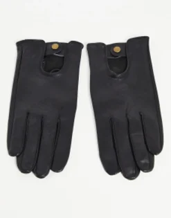 Gloves*DESIGN Leather Driving Gloves In Black