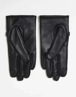 Gloves*DESIGN Leather Gloves With Gold Hardware In Black