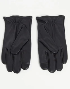 Gloves*DESIGN Leather Touchscreen Gloves In Black