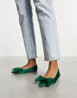 Flat Shoes*DESIGN Lila Bow Ballet In Green